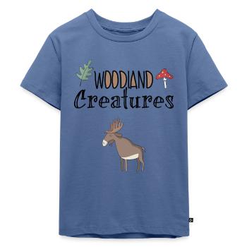 Elch - Kinder Premium Bio T-Shirt - Taubenblau - Vorne - Mikhail (115cm)