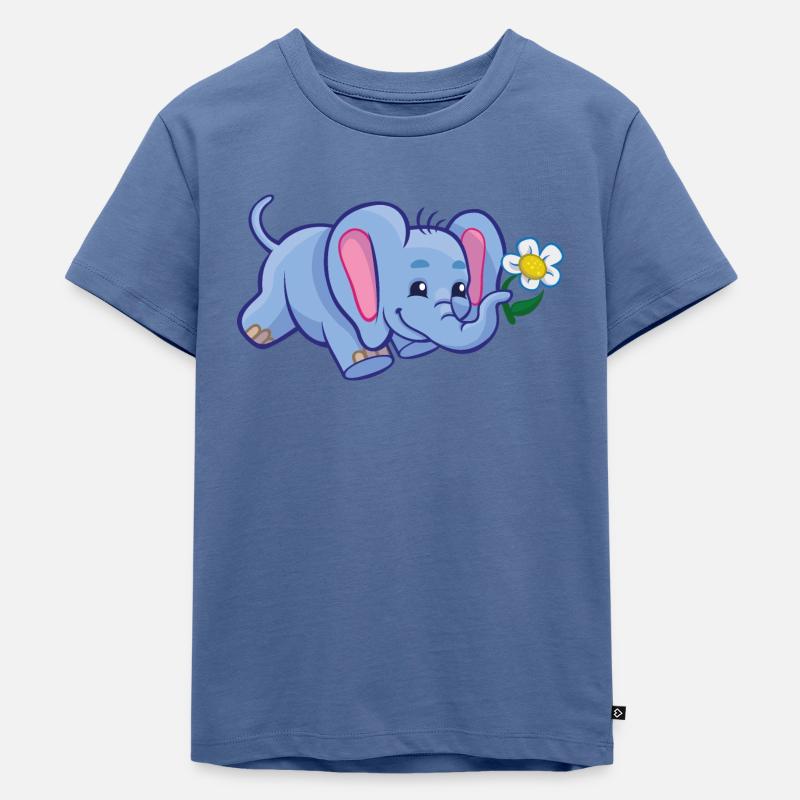 Elefant - Kinder Premium Bio T-Shirt - Taubenblau