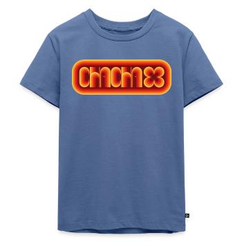Hypnotischer orangefarbener Chacha der 70er Jahre - Kinder Premium Bio T-Shirt - Taubenblau - Vorne - Mikhail (115cm)