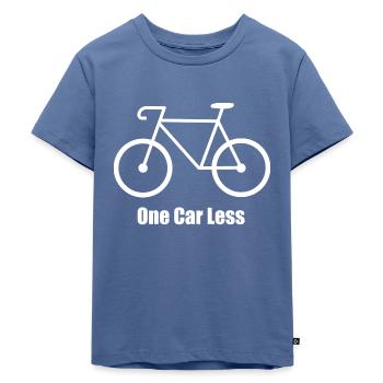 Bike / One Car Less - Kinder Premium Bio T-Shirt - Taubenblau - Vorne - Mikhail (115cm)
