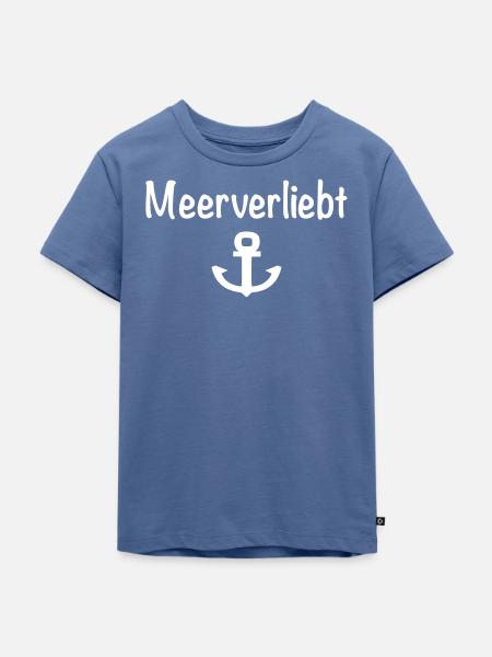 Meerverliebt weiß - Kinder Premium Bio T-Shirt - Taubenblau
