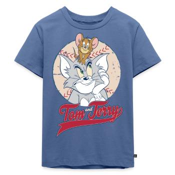 Tom Und Jerry Baseball - Kinder Premium Bio T-Shirt - Taubenblau - Vorne - Mikhail (115cm)