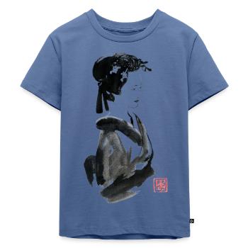 Bijin: a beautiful Japanese woman - Kids Premium Organic T-Shirt - stone blue - Front - Mikhail (115cm)