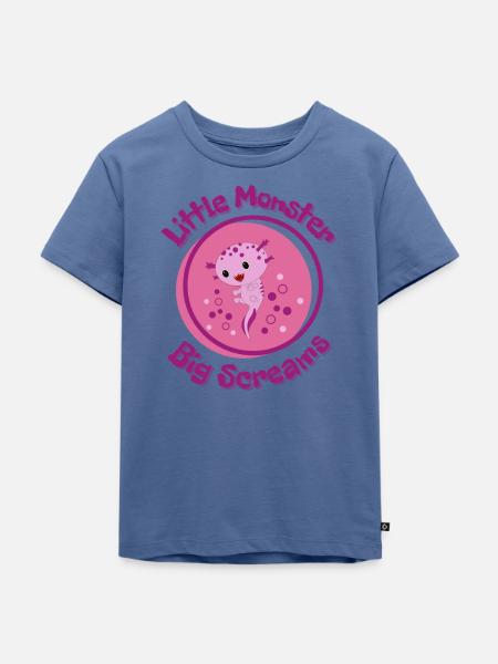 Rosa kleines Monster Große Schreie - Kinder Premium Bio T-Shirt - Taubenblau