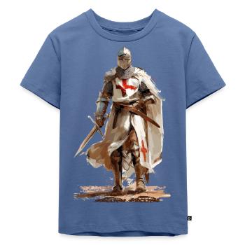 Kreuzritter Crusader Ritter - Kinder Premium Bio T-Shirt - Taubenblau - Vorne - Mikhail (115cm)