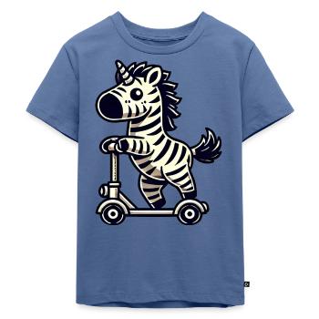 Zebra auf Roller skurril und lustig - Kinder Premium Bio T-Shirt - Taubenblau - Vorne - Mikhail (115cm)