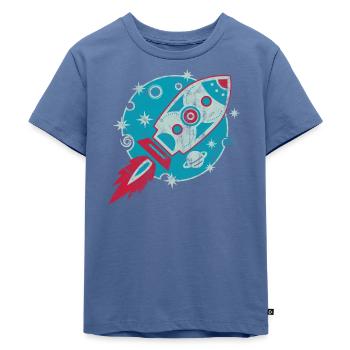 Retro Rakete Planet Raumfahrt Sci-fi Grunge - Kinder Premium Bio T-Shirt - Taubenblau - Vorne - Mikhail (115cm)