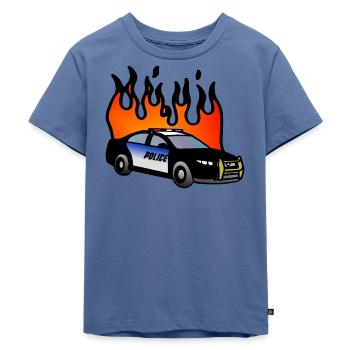 POLIZEI - Kinder Premium Bio T-Shirt - Taubenblau - Vorne - Mikhail (115cm)