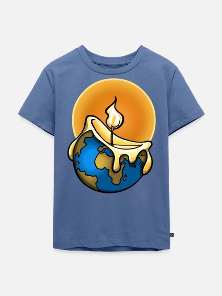 Global Warming - Kinder Premium Bio T-Shirt - Taubenblau