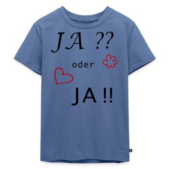 Ja oder Ja - Kinder Premium Bio T-Shirt - Taubenblau - Vorne - Mikhail (115cm)