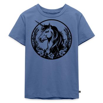 Einhorn - Kinder Premium Bio T-Shirt - Taubenblau - Vorne - Mikhail (115cm)
