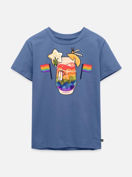 Regenbogen Drink - Kinder Premium Bio T-Shirt - Taubenblau