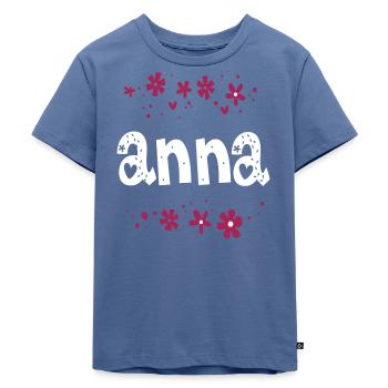 Anna Vorname - Kinder Premium Bio T-Shirt - Taubenblau - Vorne - Mikhail (115cm)
