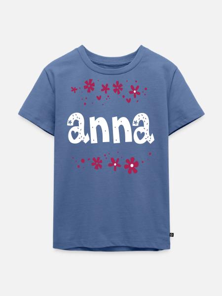Anna Vorname - Kinder Premium Bio T-Shirt - Taubenblau