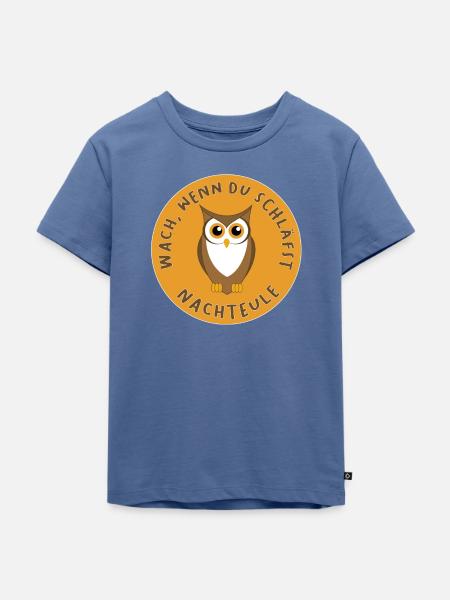 Nachteule - Kinder Premium Bio T-Shirt - Taubenblau