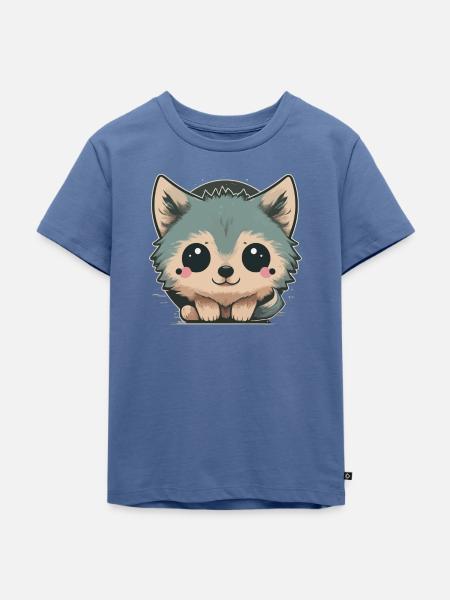 Niedlicher Wolf - Kinder Premium Bio T-Shirt - Taubenblau