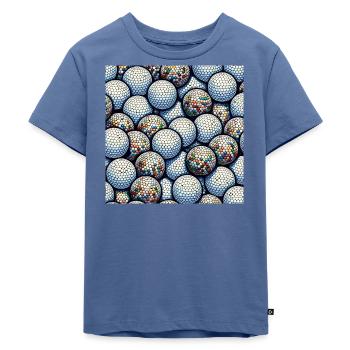 Golfball Mosaik - Kinder Premium Bio T-Shirt - Taubenblau - Vorne - Mikhail (115cm)