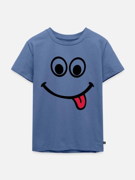 Gesicht - Kinder Premium Bio T-Shirt - Taubenblau