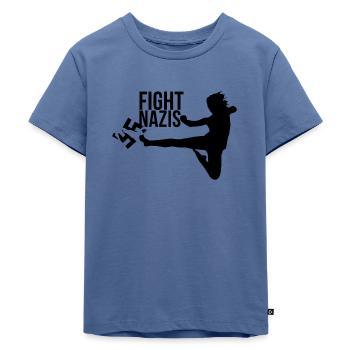 Fight Nazis! - Kinder Premium Bio T-Shirt - Taubenblau - Vorne - Mikhail (115cm)