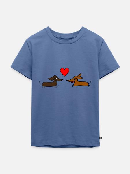 Dackel Liebe - Kinder Premium Bio T-Shirt - Taubenblau