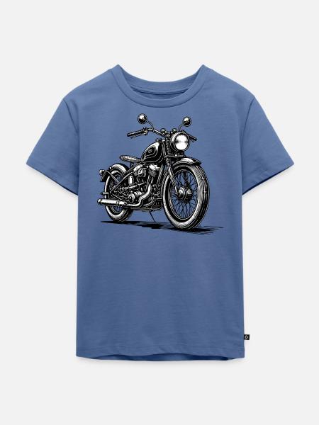 Klassik Motorrad - Kinder Premium Bio T-Shirt - Taubenblau