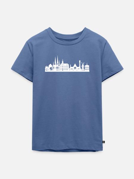 Oldenburg Skyline weiß - Kinder Premium Bio T-Shirt - Taubenblau
