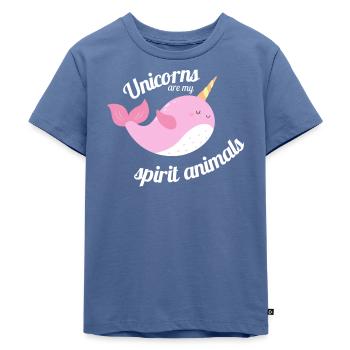 Spirit Animal Unicorn Shirt für Kinder, Wal - Kinder Premium Bio T-Shirt - Taubenblau - Vorne - Mikhail (115cm)