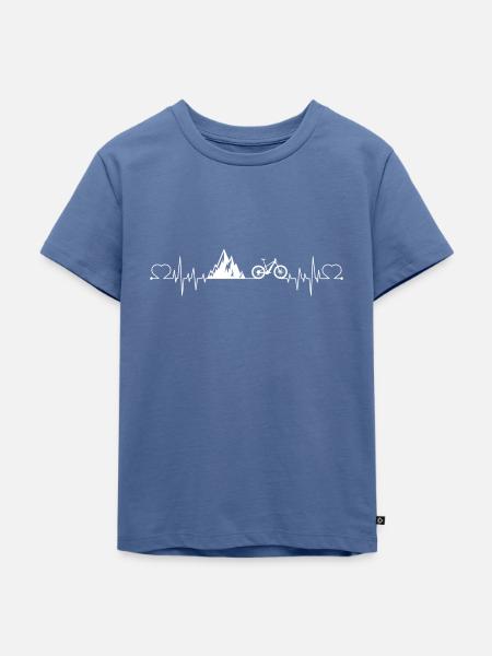 Herzschlag Berge Fahrrad - Kinder Premium Bio T-Shirt - Taubenblau