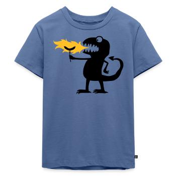 Drache_grillt - Kinder Premium Bio T-Shirt - Taubenblau - Vorne - Mikhail (115cm)