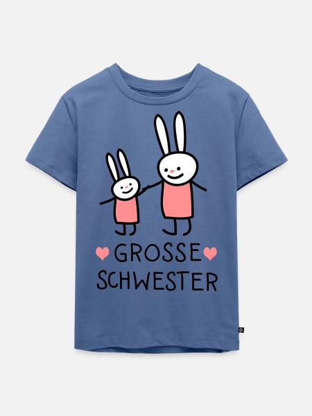 große Schwester ( Hasen) - Kinder Premium Bio T-Shirt - Taubenblau