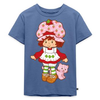 Strawberry Shortcake And Her Cat Custard - Kids Premium Organic T-Shirt - stone blue - Front - Mikhail (115cm)