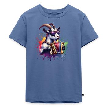Ziege Spielt Akkordeon Musik Design - Kinder Premium Bio T-Shirt - Taubenblau - Vorne - Mikhail (115cm)