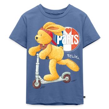 Felix der Hase liebt Paris - Kinder Premium Bio T-Shirt - Taubenblau - Vorne - Mikhail (115cm)