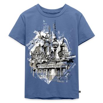 Berliner Collage - Kinder Premium Bio T-Shirt - Taubenblau - Vorne - Mikhail (115cm)