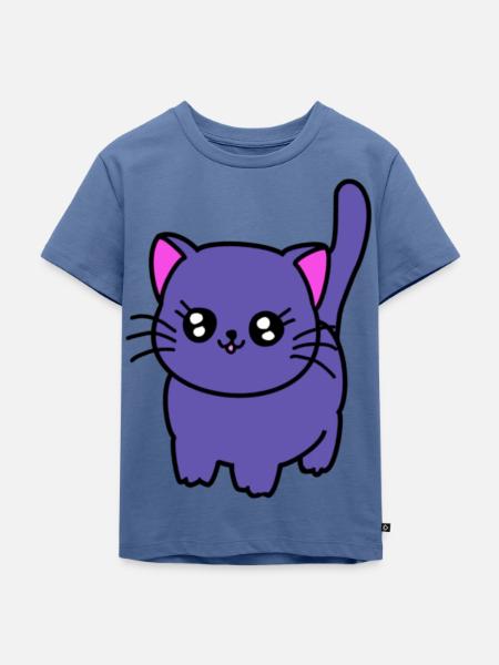 Lila Katze - Kinder Premium Bio T-Shirt - Taubenblau