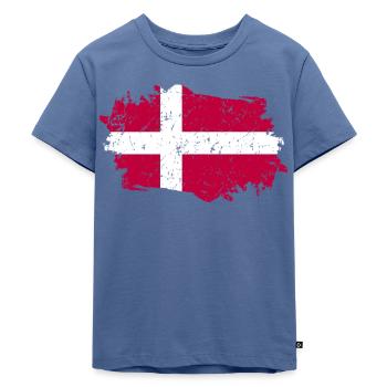 Dänemark Flagge Grunge Dänemark Fahne - Kinder Premium Bio T-Shirt - Taubenblau - Vorne - Mikhail (115cm)