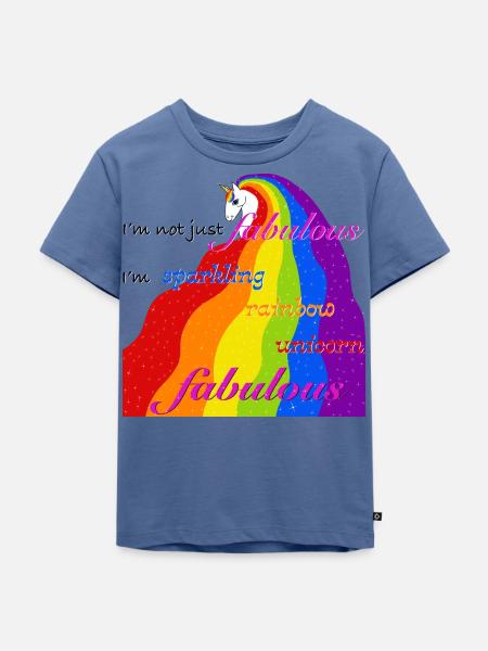 Funkelndes Regenbogen-Einhorn fabelhaft - Kinder Premium Bio T-Shirt - Taubenblau