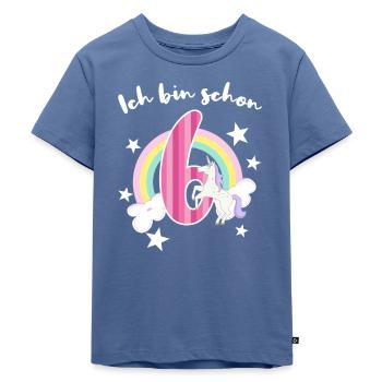 6. Geburtstag 6 jahre alt mädchen - Kinder Premium Bio T-Shirt - Taubenblau - Vorne - Mikhail (115cm)