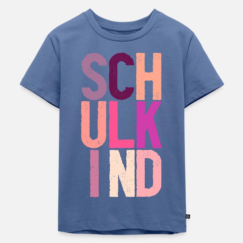 Schulkind Mädchen 2 - Kinder Premium Bio T-Shirt - Taubenblau
