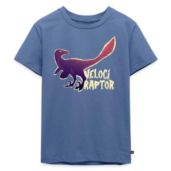 Velociraptor - Kinder Premium Bio T-Shirt - Taubenblau - Vorne - Mikhail (115cm)