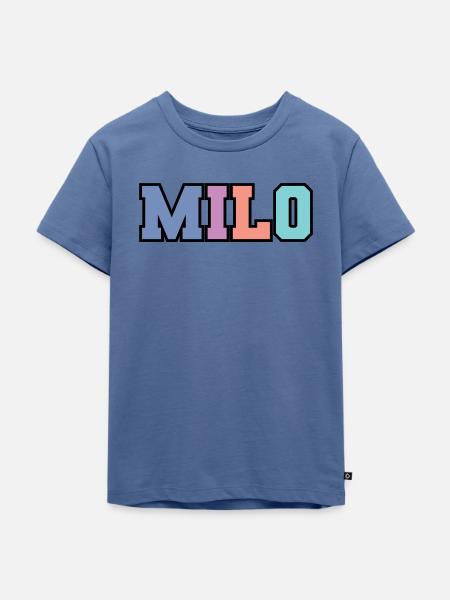 Name - Milo - Kinder Premium Bio T-Shirt - Taubenblau