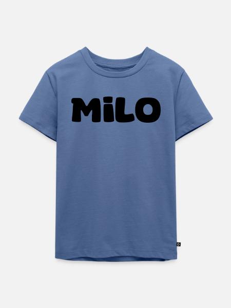 Name - Milo - Kinder Premium Bio T-Shirt - Taubenblau