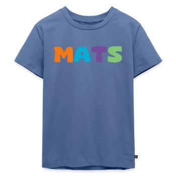 Name - Mats - Kinder Premium Bio T-Shirt - Taubenblau - Vorne - Mikhail (115cm)