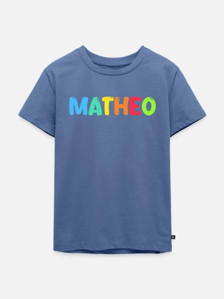 Name - Matheo - Kinder Premium Bio T-Shirt - Taubenblau