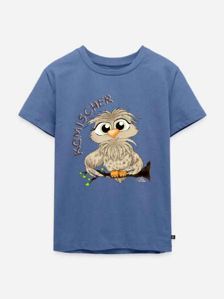 Komischer Kauz - Kinder Premium Bio T-Shirt - Taubenblau
