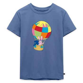 Elefant und Hase Ballon fahren - Kinder Premium Bio T-Shirt - Taubenblau - Vorne - Mikhail (115cm)