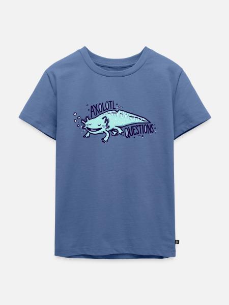 Axolotl Fragen - Kinder Premium Bio T-Shirt - Taubenblau