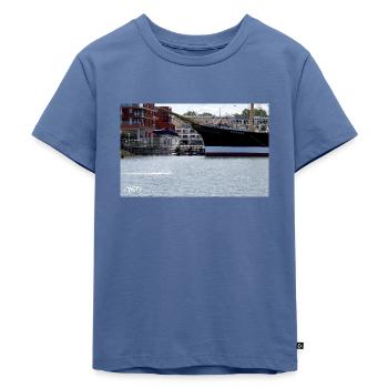 Delle Passatsprung.1 - Kinder Premium Bio T-Shirt - Taubenblau - Vorne - Mikhail (115cm)