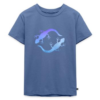 Blaue Echsen - Kinder Premium Bio T-Shirt - Taubenblau - Vorne - Mikhail (115cm)