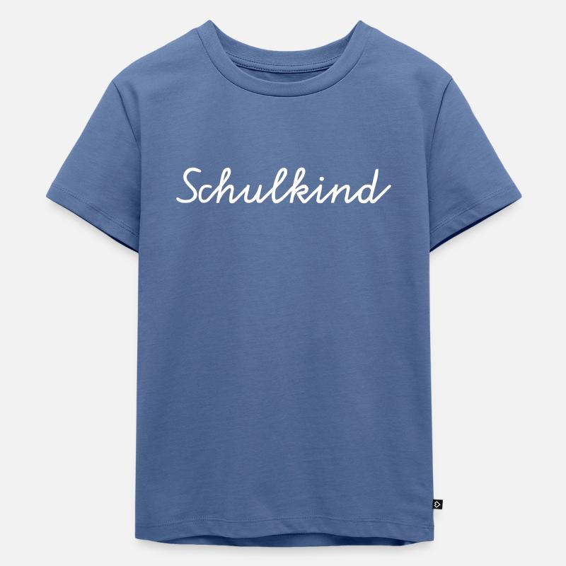 Schulkind - Kinder Premium Bio T-Shirt - Taubenblau